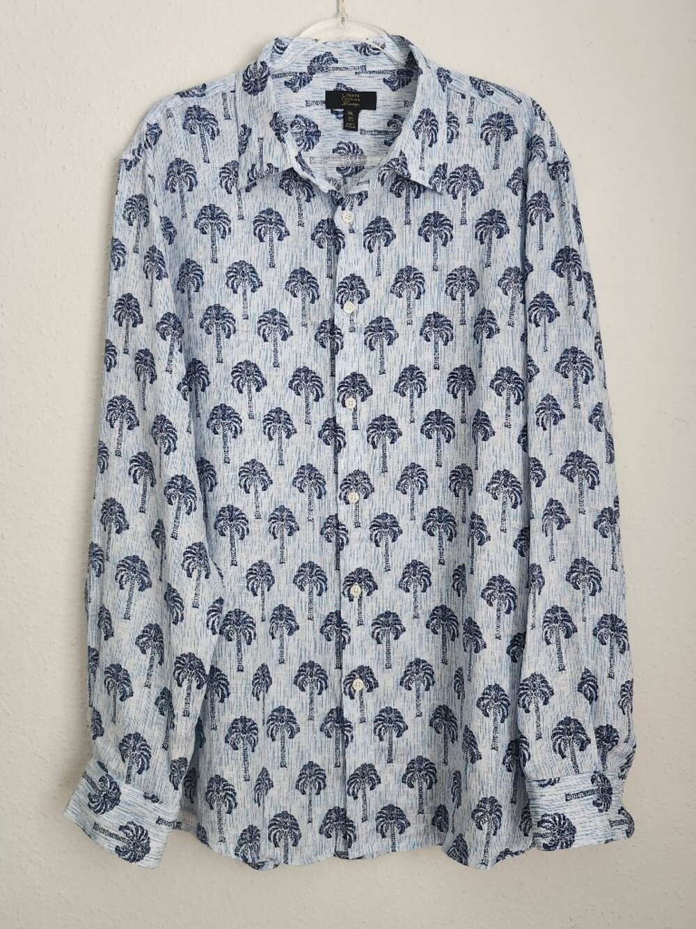 NWT Club Room Luxury 100% Linen Palm Print Button Down Shirt XXL